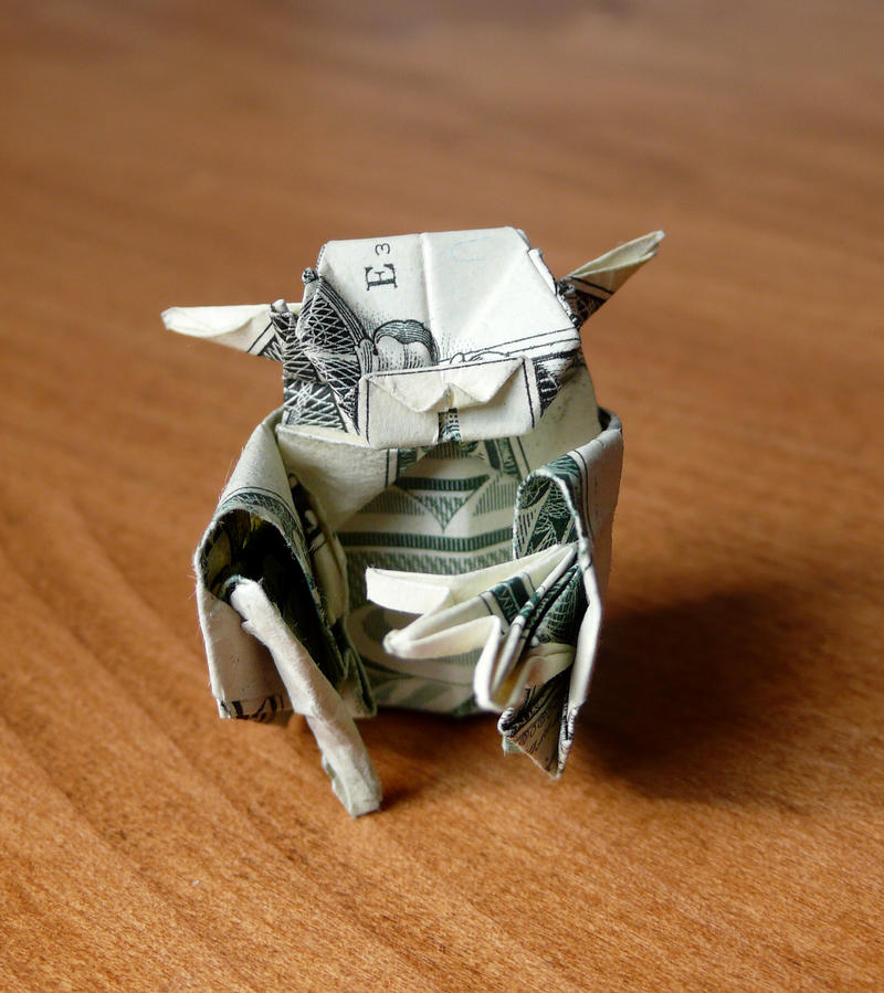 Dollar Origami Yoda with a cane v5 by craigfoldsfives on DeviantArt