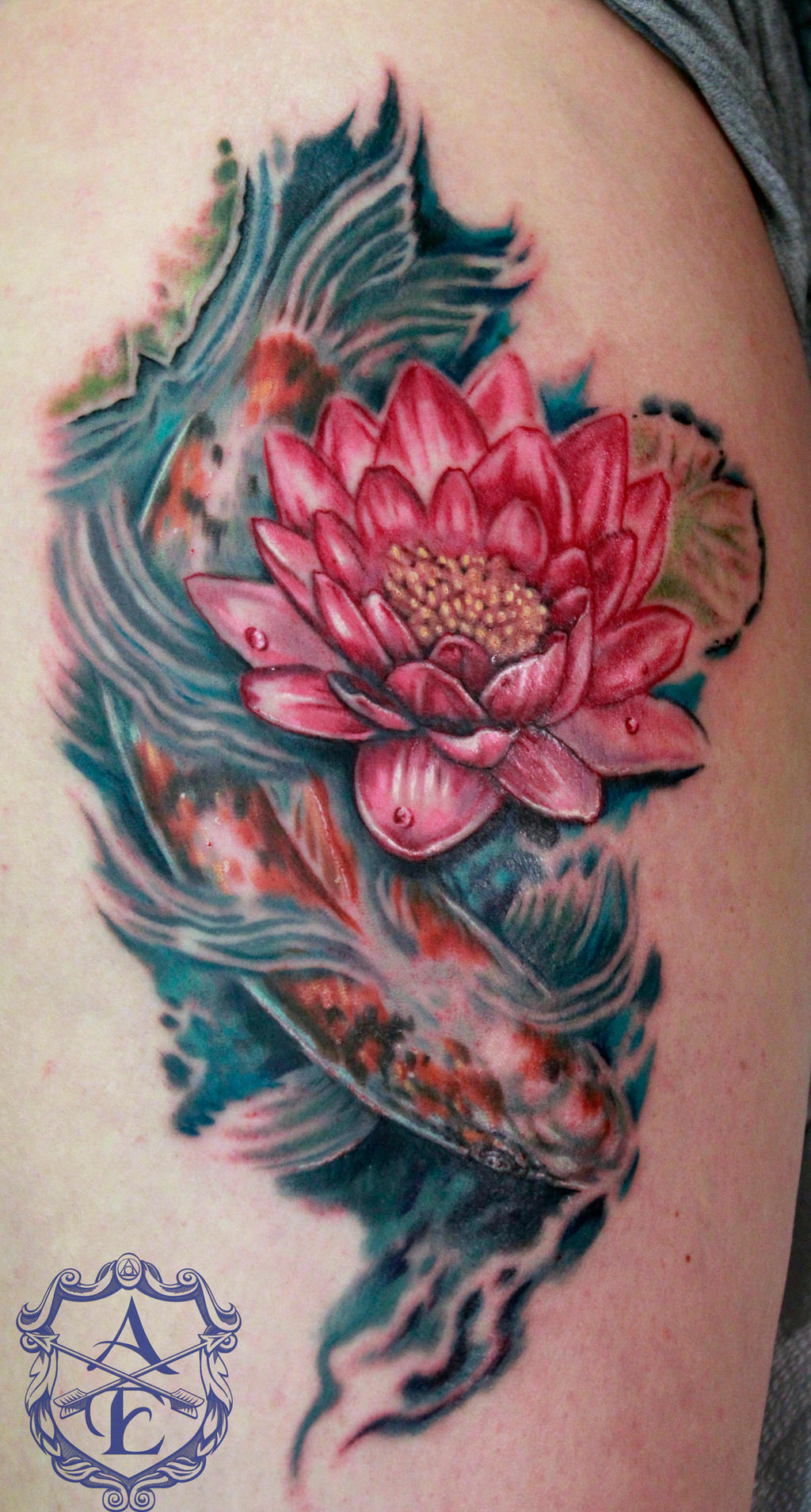 Lotus Flower with Koi Fish Tattoo by seanspoison on DeviantArt