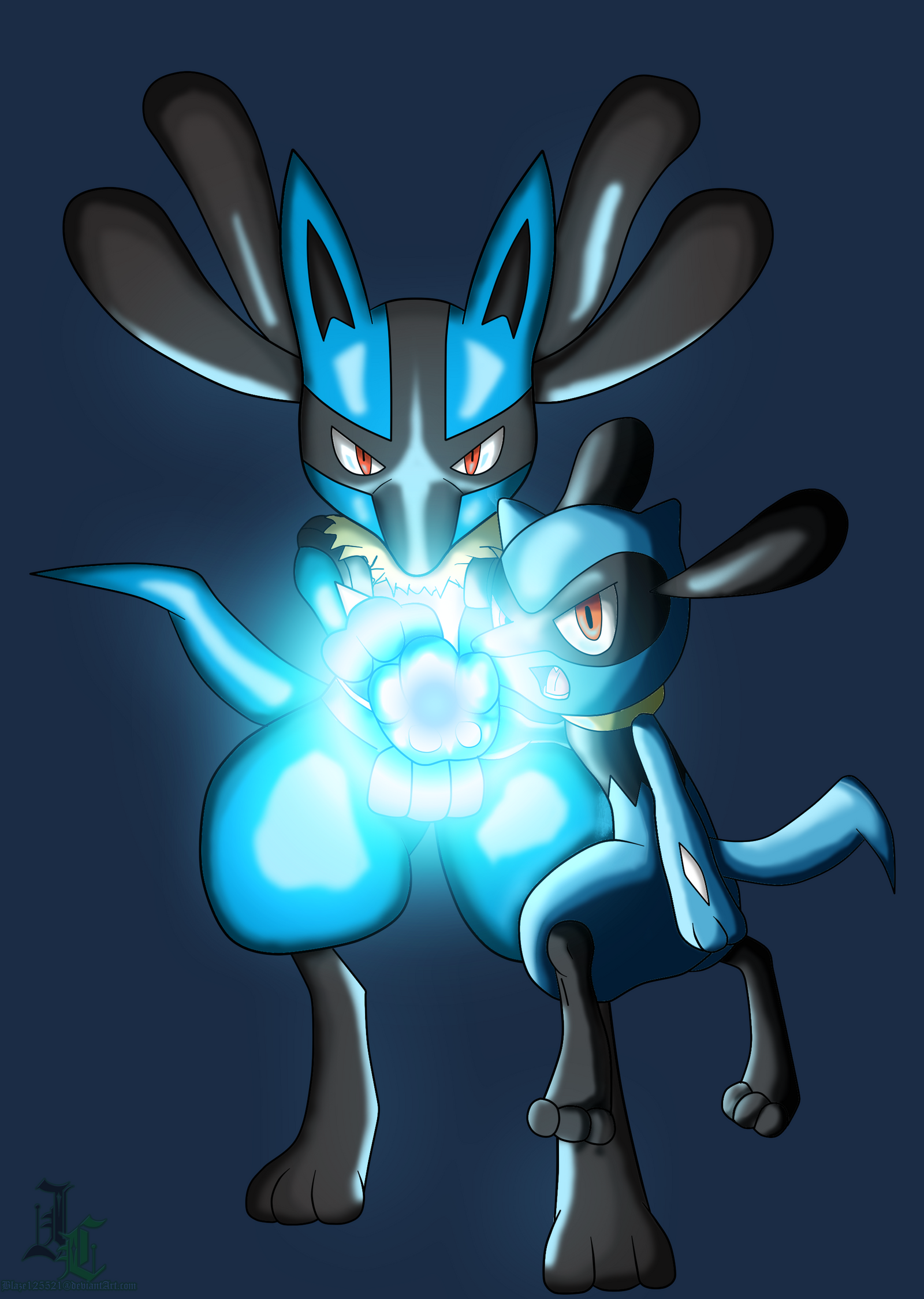 Lucario and Riolu Aura Sphere Colored by JamalC157 on ...