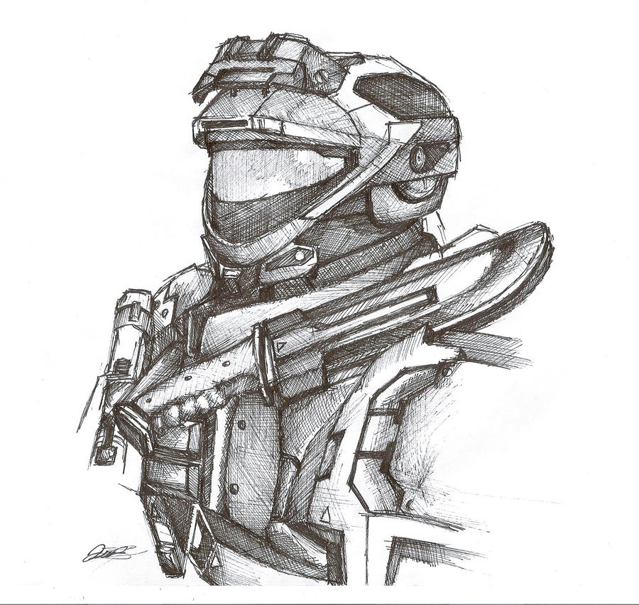 Halo Reach Spartan Pen Sketch by InkTheory-Design on DeviantArt