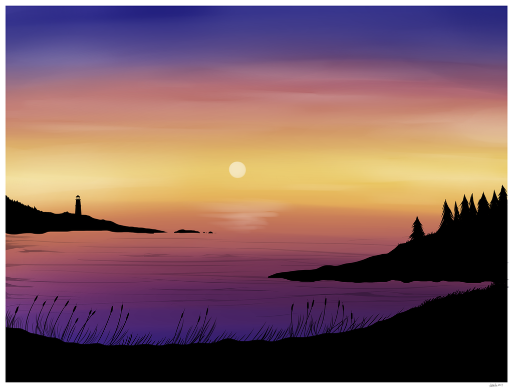 Digital watercolor sunset by InsomniaDoodles on DeviantArt